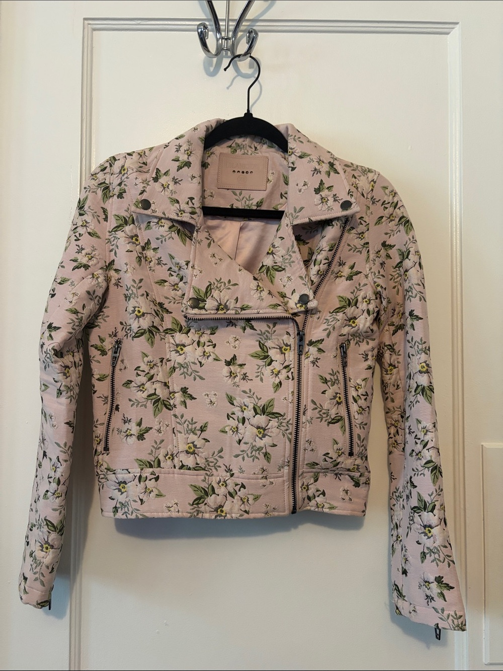 Floral Moto Jacket Size Extra Small Crop Blank NYC Pink Green Whimsy Cottagecore